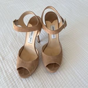 Jimmy Choo Linda Suede Ankle-Wrap Sandal